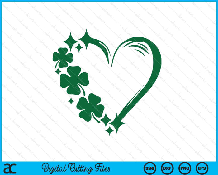 Shamrock Sparkly Heart St Patricks Day SVG PNG Digital Printable Files