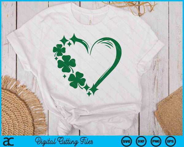 Shamrock Sparkly Heart St Patricks Day SVG PNG Digital Printable Files