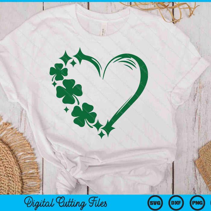 Shamrock Sparkly Heart St Patricks Day SVG PNG Digital Printable Files