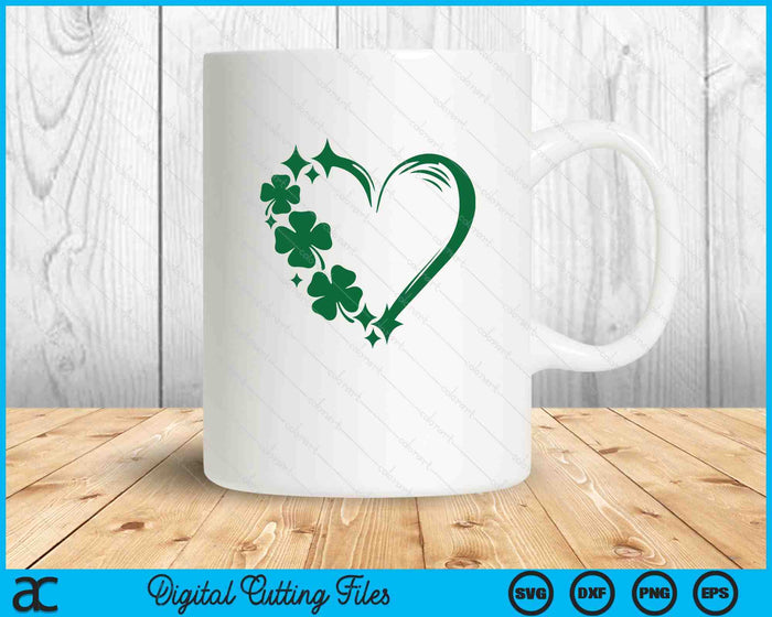 Shamrock Sparkly Heart St Patricks Day SVG PNG Digital Printable Files