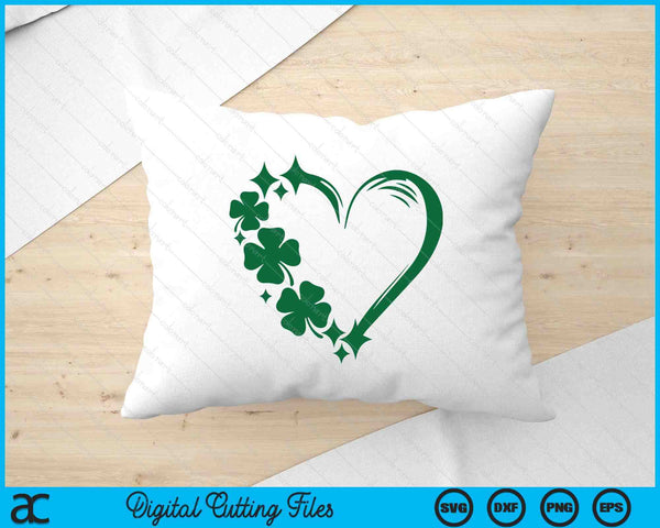 Shamrock Sparkly Heart St Patricks Day SVG PNG Digital Printable Files