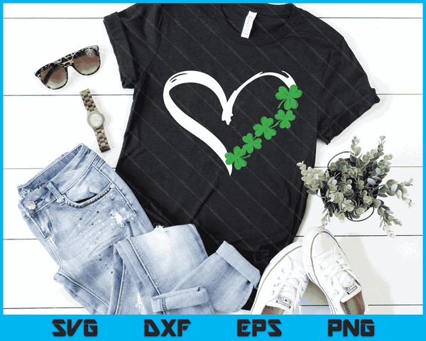 Shamrock St Patricks Day Heart Teen Girls Lucky Love Women SVG PNG Digital Printable Files