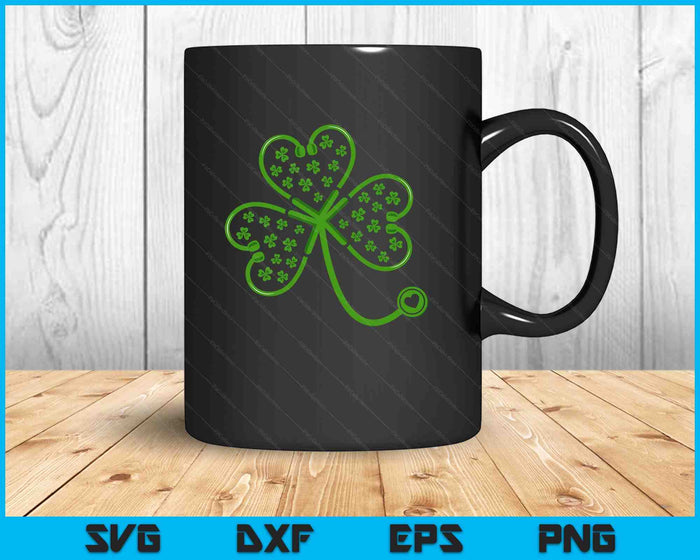 Shamrock Stethoscope Nurse T Shirt St Patricks Day Lucky SVG PNG Digital Printable Files