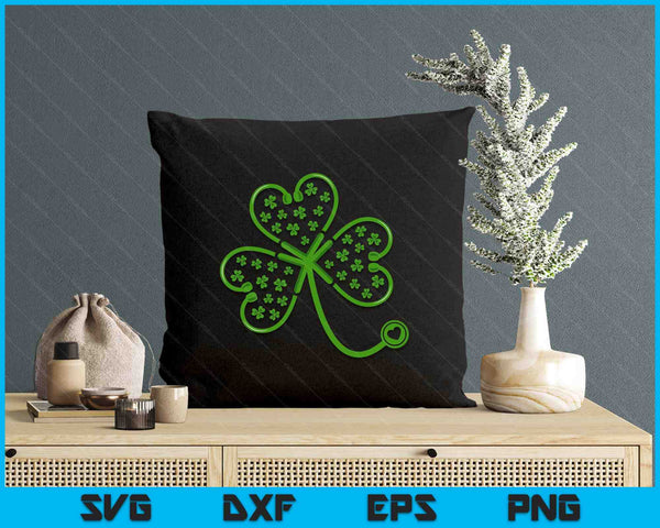 Shamrock Stethoscope Nurse T Shirt St Patricks Day Lucky SVG PNG Digital Printable Files