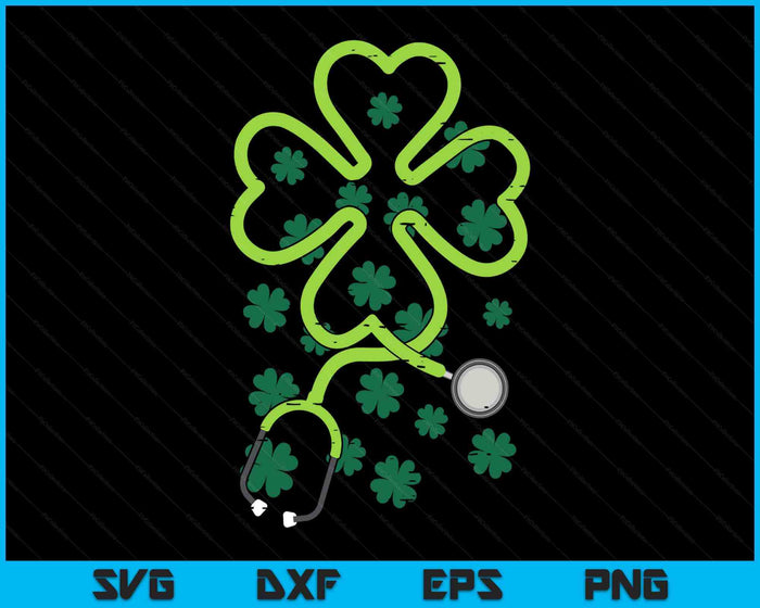 Shamrock Stethoscope Scrub Nurse St Patricks Day RN SVG PNG Digital Printable Files