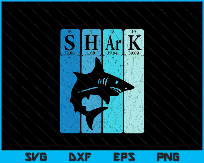 Shark Periodic Table Elements Retro Shark Selachimorphaphile SVG PNG Digital Printable Files