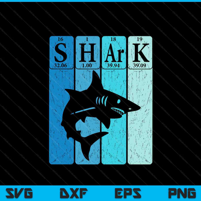 Shark periodic table elements retro shark selachimorphaphile SVG cut file