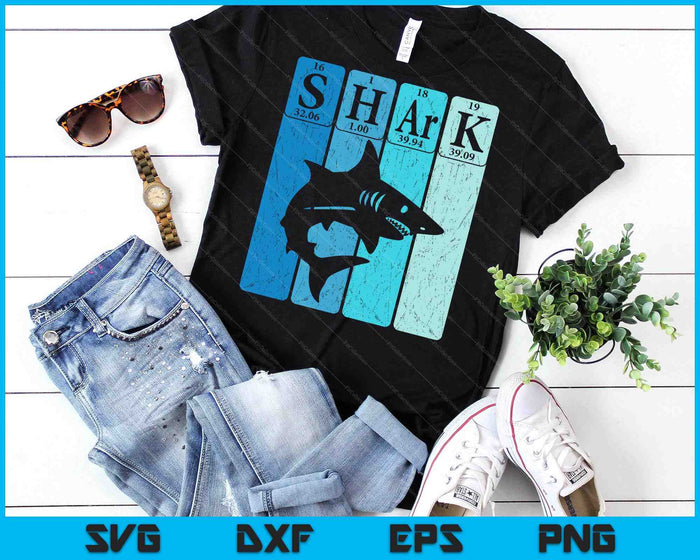 Shark Periodic Table Elements Retro Shark Selachimorphaphile SVG PNG Digital Printable Files