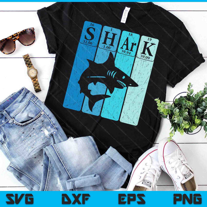 Shark Periodic Table Elements Retro Shark Selachimorphaphile SVG PNG Digital Printable Files