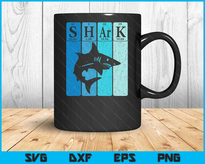 Shark Periodic Table Elements Retro Shark Selachimorphaphile SVG PNG Digital Printable Files