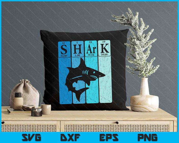 Shark Periodic Table Elements Retro Shark Selachimorphaphile SVG PNG Digital Printable Files