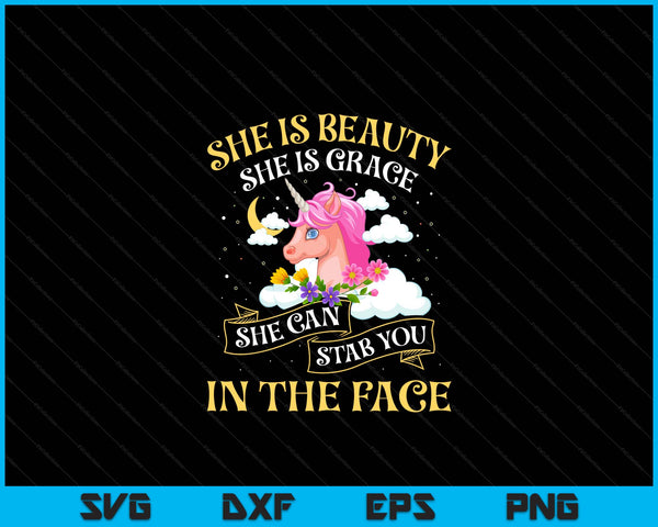 She is beauty mythical animal rainbow unicorn magical SVG cut file