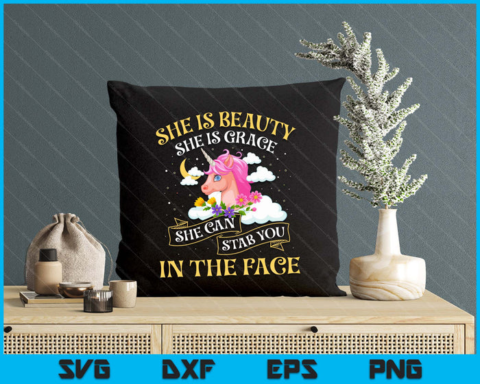 She Is Beauty Mythical Animal Rainbow Unicorn Magical SVG PNG Digital Printable Files