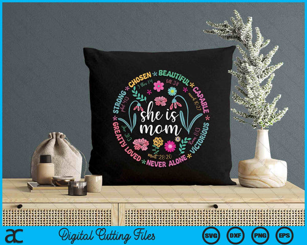 She Is Mom Boho Floral SVG PNG Digital Printable Files
