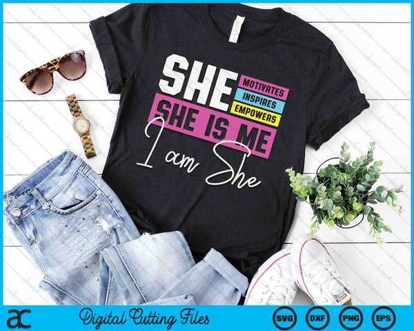 She Motivates Inspires Empowers International Women's Day SVG PNG Digital Printable Files