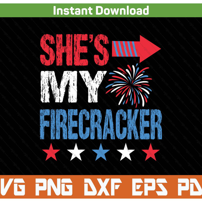 She's my firecracker matching couple 4th of July SVG PNG cut file for Cricut