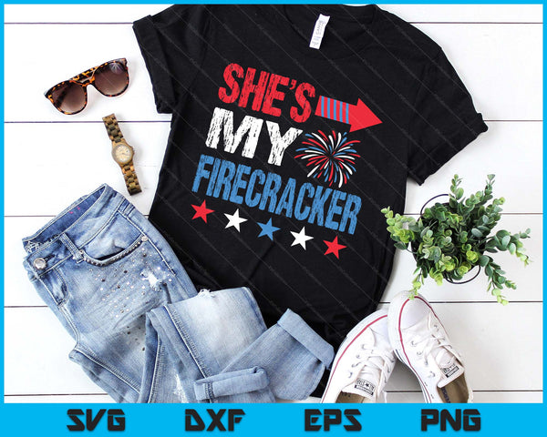 She's My Firecracker Matching 4th Of July  For Couples SVG PNG Digital Printable Files