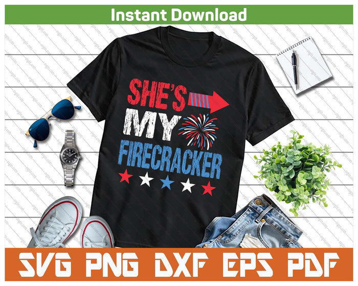 She's My Firecracker Matching Couple 4th Of July SVG PNG
