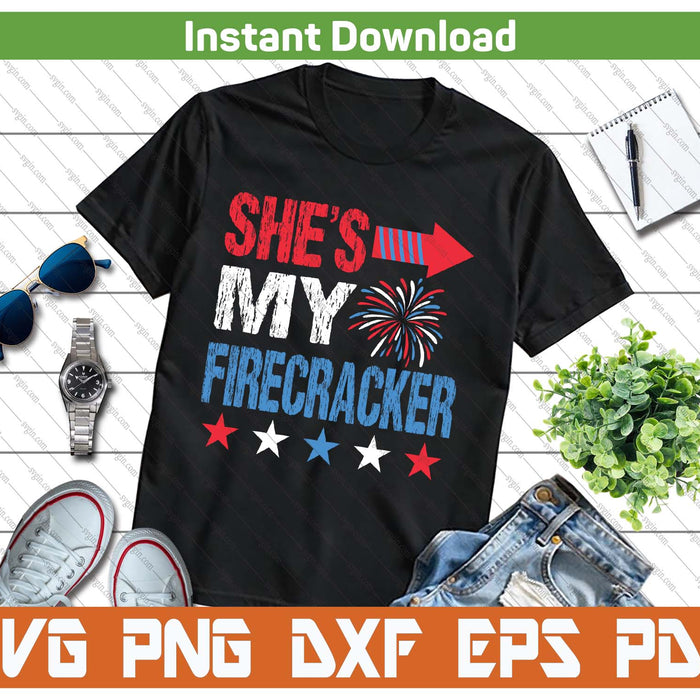 She's My Firecracker Matching Couple 4th Of July SVG PNG