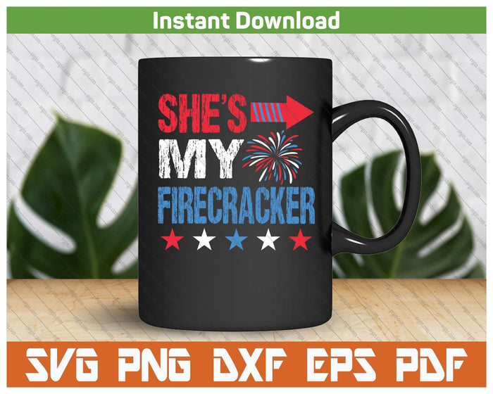 She's My Firecracker Matching Couple 4th Of July SVG PNG
