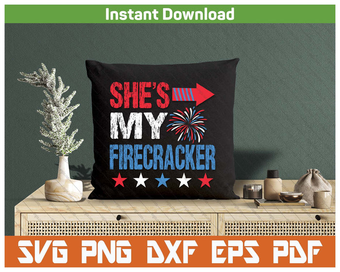 She's My Firecracker Matching Couple 4th Of July SVG PNG