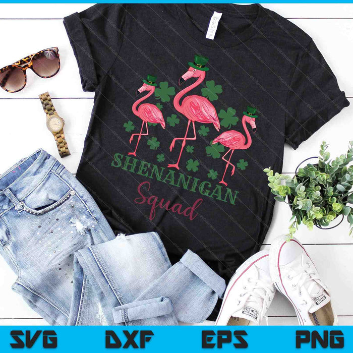 Shenanigan Squad Irish Flamingo St Patricks Day Bird Animal SVG PNG Digital Printable Files
