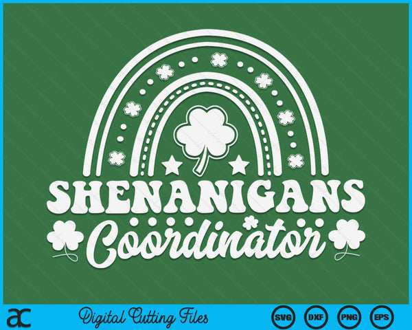 Shenanigans Coordinator With Shamrock Funny St Patricks Day SVG PNG Digital Printable Files