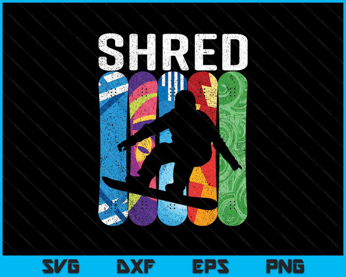 Shred Winter Snowboard Snowboarding Rider SVG PNG Digital Printable Files