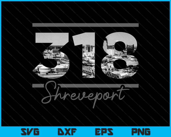 Shreveport 318 Area Code Skyline Louisiana Vintage SVG PNG Cutting Printable Files