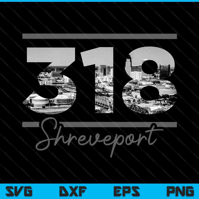 Shreveport 318 Area Code Skyline Louisiana Vintage SVG PNG Cutting Printable Files