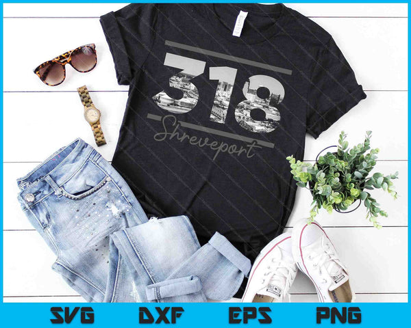Shreveport 318 Area Code Skyline Louisiana Vintage SVG PNG Cutting Printable Files - on a t-shirt