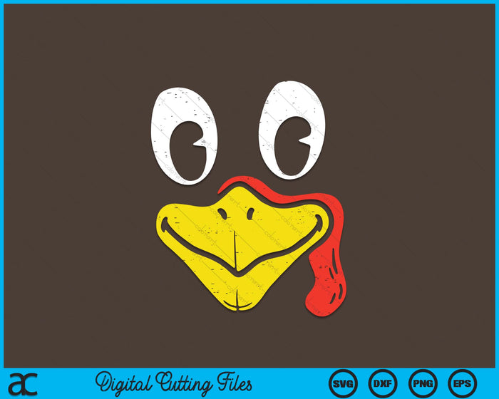 Silly Turkey Face Funny Thanksgiving Dinner SVG PNG Digital Printable Files