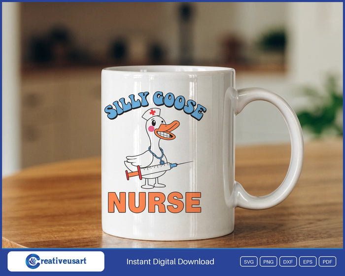 Silly Goose Nurse design on a white coffee mug