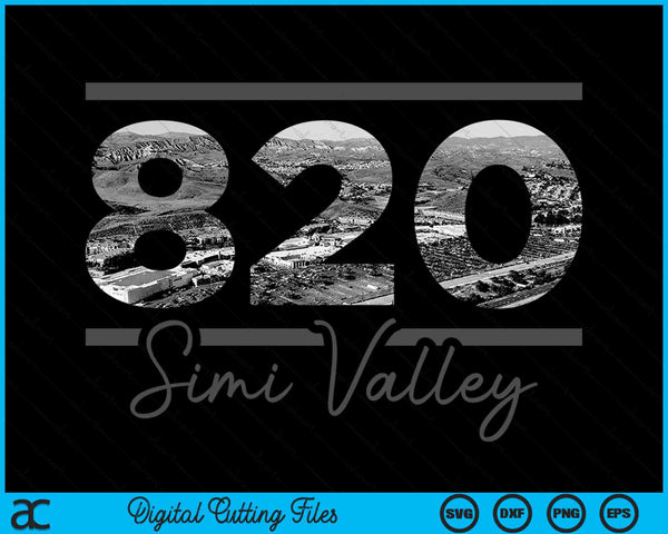 Simi Valley 820 Netnummer Skyline Californië Vintage SVG PNG digitale snijbestanden