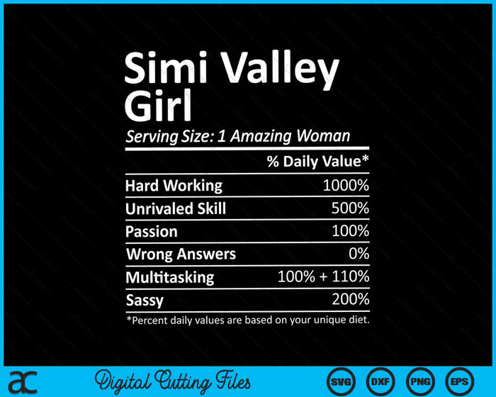 Simi Valley Girl CA California Funny City Home Roots SVG PNG Archivos de corte digital