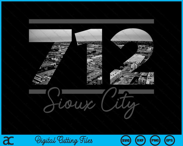 Sioux City 712 Area Code Skyline Iowa Vintage SVG PNG Digital Cutting Files