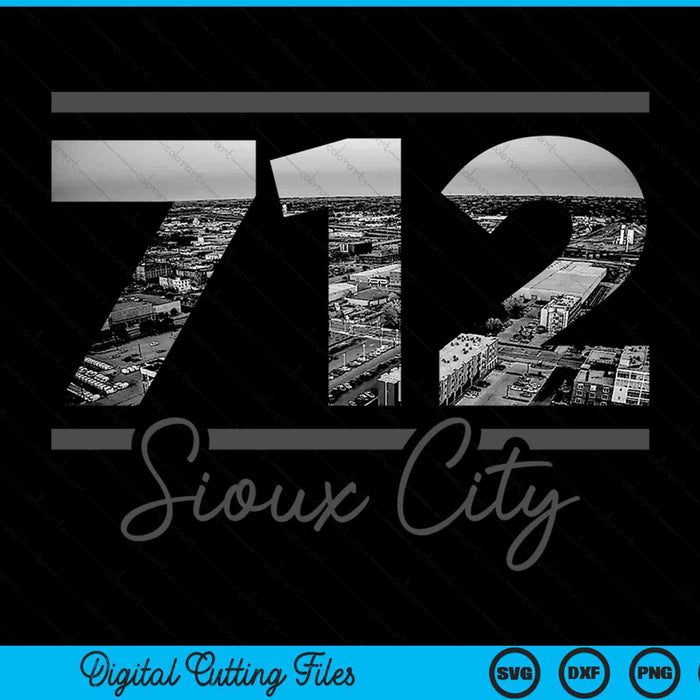 Sioux City 712 Netnummer Skyline Iowa Vintage SVG PNG digitale snijbestanden 