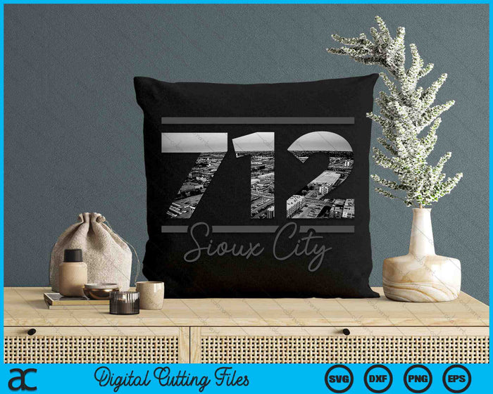 Sioux City 712 Netnummer Skyline Iowa Vintage SVG PNG digitale snijbestanden 