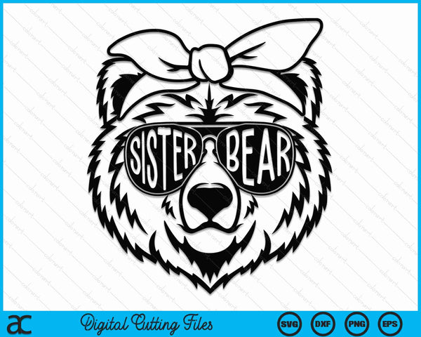 Sister Bear With Bandana Sister Bear SVG PNG Digital Cutting Files