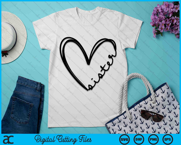 Sister Heart SVG PNG Digital Cutting Files