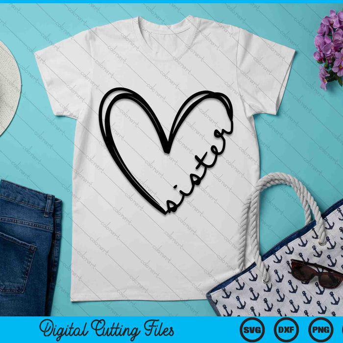 Sister Heart SVG PNG Digital Cutting Files