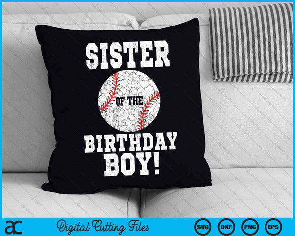 Hermana del cumpleañero amante del béisbol SVG PNG archivos de corte digital