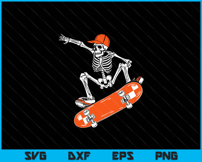 Skateboarding Skeleton Riding Skateboard Halloween Skater SVG PNG Digital Printable Files