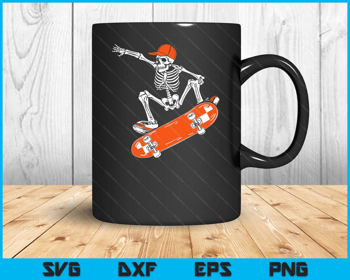 Skateboarding Skeleton Riding Skateboard Halloween Skater SVG PNG Digital Printable Files