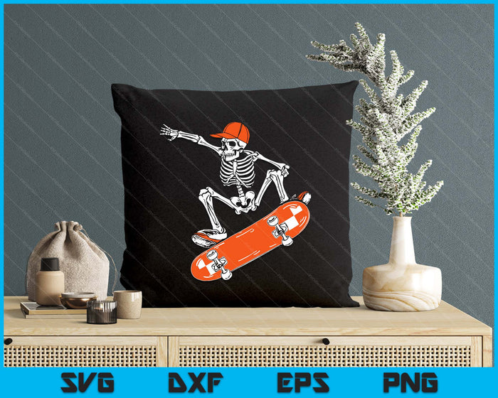 Skateboarding Skeleton Riding Skateboard Halloween Skater SVG PNG Digital Printable Files