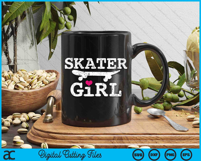 Skater meisje skateboard skateboarden SVG PNG digitale snijbestanden