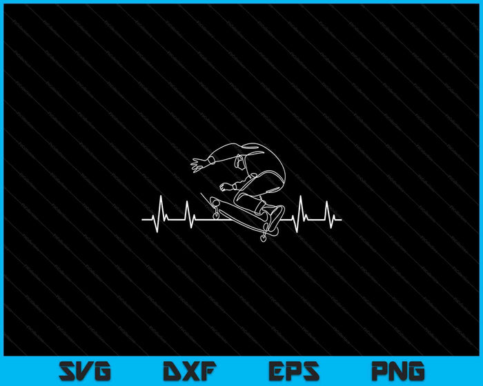 Skater Skateboarder Heartbeat Skateboard SVG PNG Digital Cutting Files