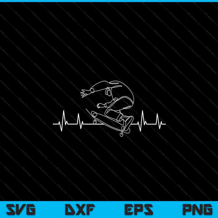 Skater skateboarder heartbeat skateboard SVG cut file