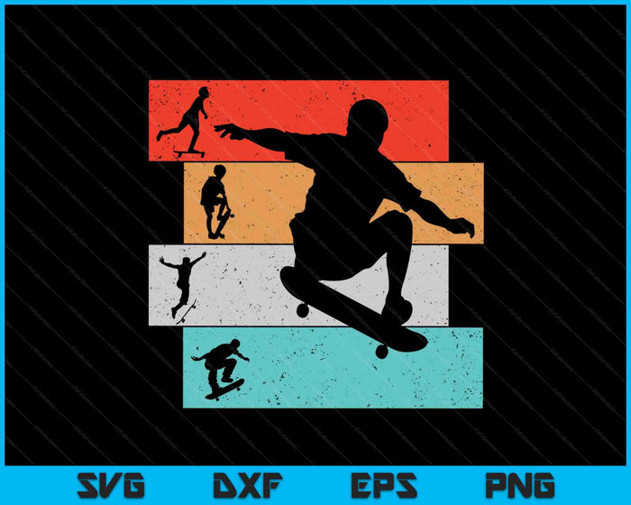 Skater Skater Retro Skateboard Boys Youth SVG PNG Archivos de corte digital