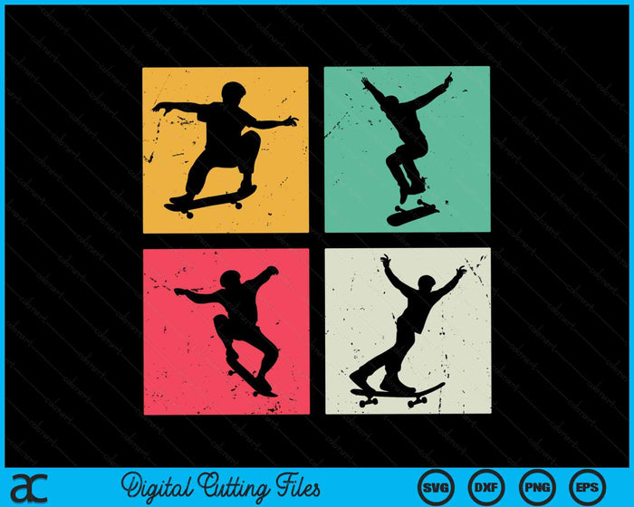 Skater Skateboarder Retro Skateboard Boys Youth SVG PNG Digital Cutting Files